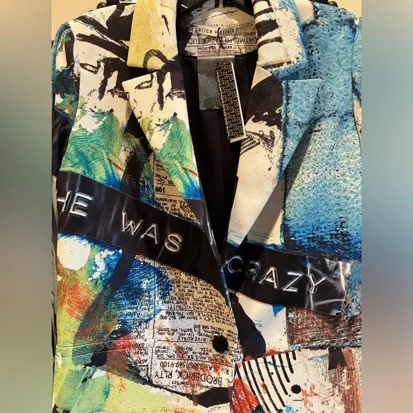 Alice + Olivia Graffiti X Basquiat Newsprint Blazer NWT XS Small M 2 4 6 8 ❤️‍🔥